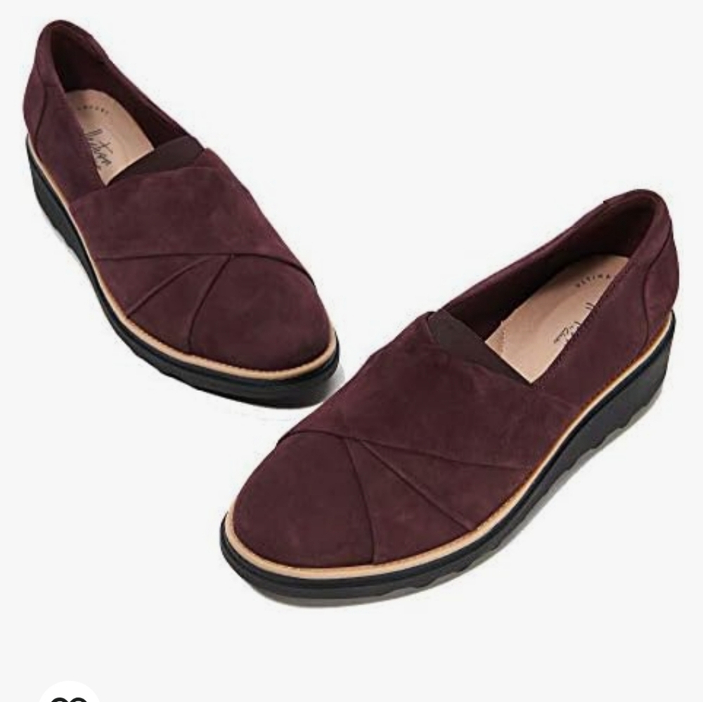 Clarks Women's Sharon Form Wedge Burgundy Slip-On Shoes